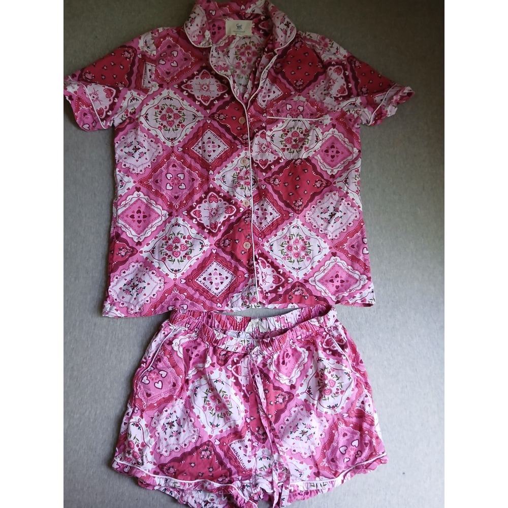 Print Fresh Pajama Set Small Organic Cotton Woven Floral Vintage Valentine Boho